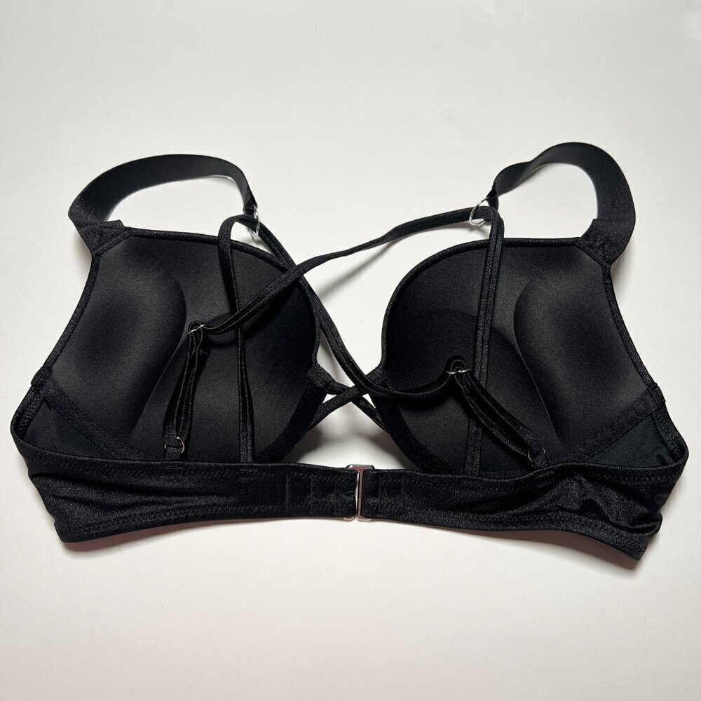 Victoria Secret 34C M Bombshell Push Up Bikini Top Set Glam Shine Strap Black - Picture 8 of 12
